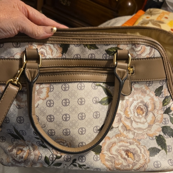 Giani Bernini Beige and Brown Floral Satchel - Picture 5 of 6
